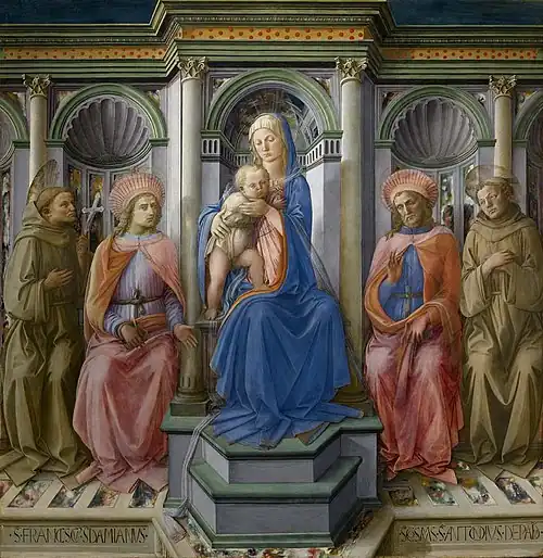 Святое собеседование. Мадонна на троне со святыми (Алтарь Новициато). 1445. Дерево, темпера. Уффици, Флоренция