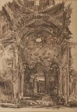 Интерьер монастырской церкви, чертёж, 1938 г.