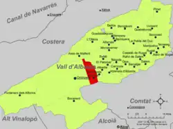 Расположение муниципалитета Агульент на карте провинции