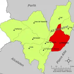 Расположение муниципалитета Альбокасер на карте провинции