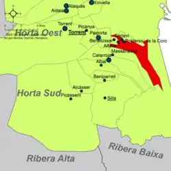 Расположение муниципалитета Альфафар на карте провинции