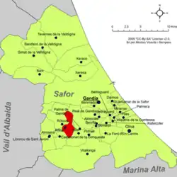 Расположение муниципалитета Альфауир на карте провинции