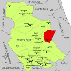 Расположение муниципалитета Альхемеси на карте провинции