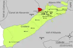 Расположение муниципалитета Эстубень на карте провинции