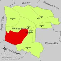 Расположение муниципалитета Ятова на карте провинции