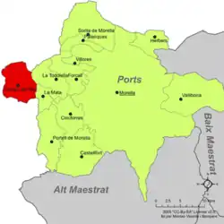 Расположение муниципалитета Олокау-дель-Рей на карте провинции