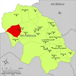 Расположение муниципалитета Бехис на карте провинции