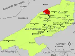 Расположение муниципалитета Бельус на карте провинции