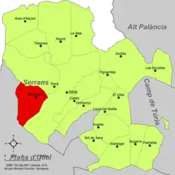 Расположение муниципалитета Бенахебер на карте провинции