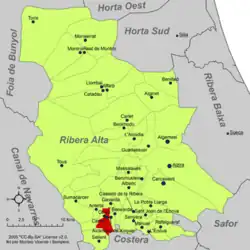Расположение муниципалитета Карсер на карте провинции