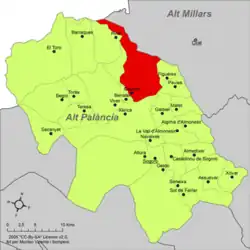 Расположение муниципалитета Каудьель на карте провинции