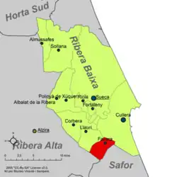 Расположение муниципалитета Фаварета на карте провинции