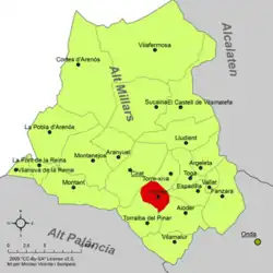 Расположение муниципалитета Фуэнтес-де-Айодар на карте провинции