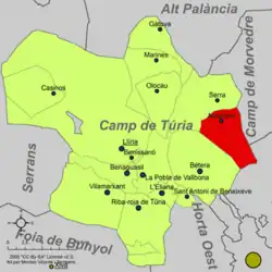 Расположение муниципалитета Накера на карте провинции