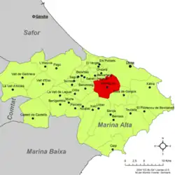 Расположение муниципалитета Педрегер на карте провинции