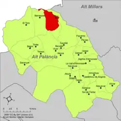 Расположение муниципалитета Пина-де-Монтальграо на карте провинции