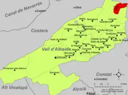 Расположение муниципалитета Пинет на карте провинции