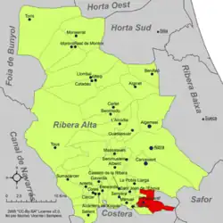 Расположение муниципалитета Рафельгуараф на карте провинции
