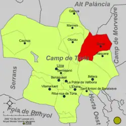 Расположение муниципалитета Серра на карте провинции