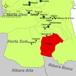 Расположение муниципалитета Силья на карте провинции