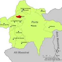 Расположение муниципалитета Вильорес на карте провинции