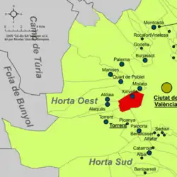 Расположение муниципалитета Чиривелья на карте провинции