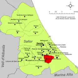 Расположение муниципалитета Фуэнте-Энкаррос на карте провинции