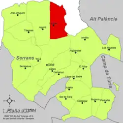 Расположение муниципалитета Ла-Еса на карте провинции