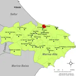 Расположение муниципалитета Эльс-Поблетс на карте провинции
