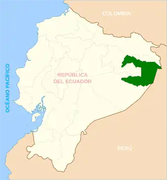 Ясуни на карте Эквадора