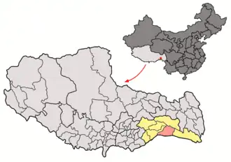 Медог на карте