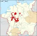 Map indicating the Electoral Rhenish Circle of the Holy Roman Empire