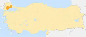 Текирдаг на карте