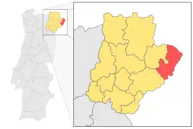 Карта местоположения муниципалитета Миранда-ду-Дору, в районе Браганса, Португалия