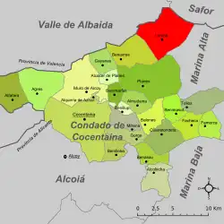 Расположение муниципалитета Лорча на карте провинции