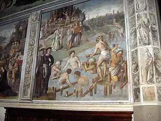 Святой Фридиан совершает крещение на реке Серкио, церковь святого Фридиана, Лукка, Италия