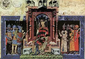 Миклош Конт среди советников короля Венгрии Лайоша Великого