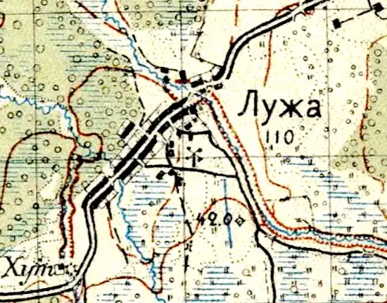 План деревни Лужа. 1941 год