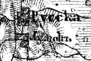 Деревня Лужки на карте 1919 года