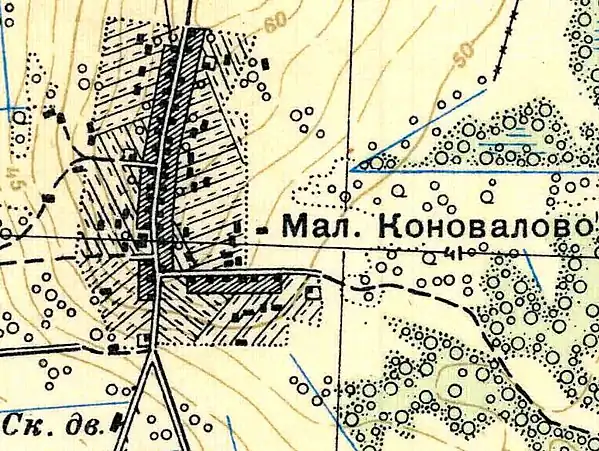 План деревни Малое Коновалово. 1939 год