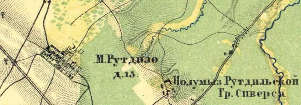 Деревня Малое Руддилово на карте 1860 года