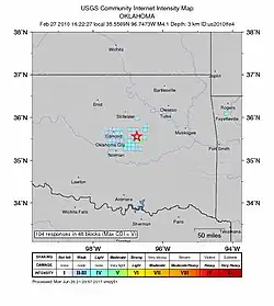 Карта сейсмической активности 27 февраля 2010 года