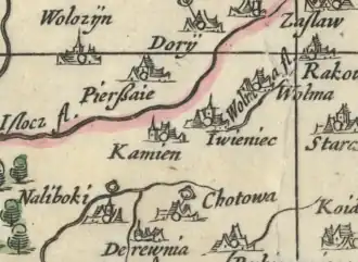 Каменский замок на карте Речи Посполитой (Т. Маковский, 1613)