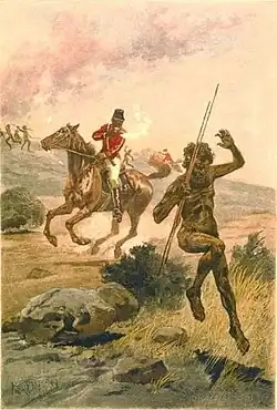 Аборигены Австралии убегают от солдат