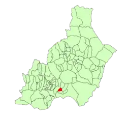 Расположение муниципалитета Бенаадукс на карте провинции