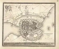Карта Копенгагена, 1844 г.