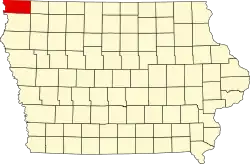 Округ Лайон на карте штата.