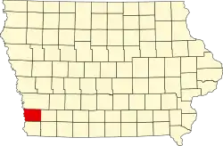 Округ Милс на карте штата.