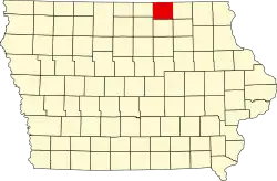 Округ Митчелл на карте штата.