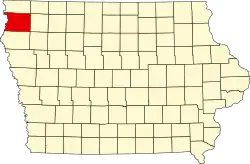 Округ Су на карте штата.